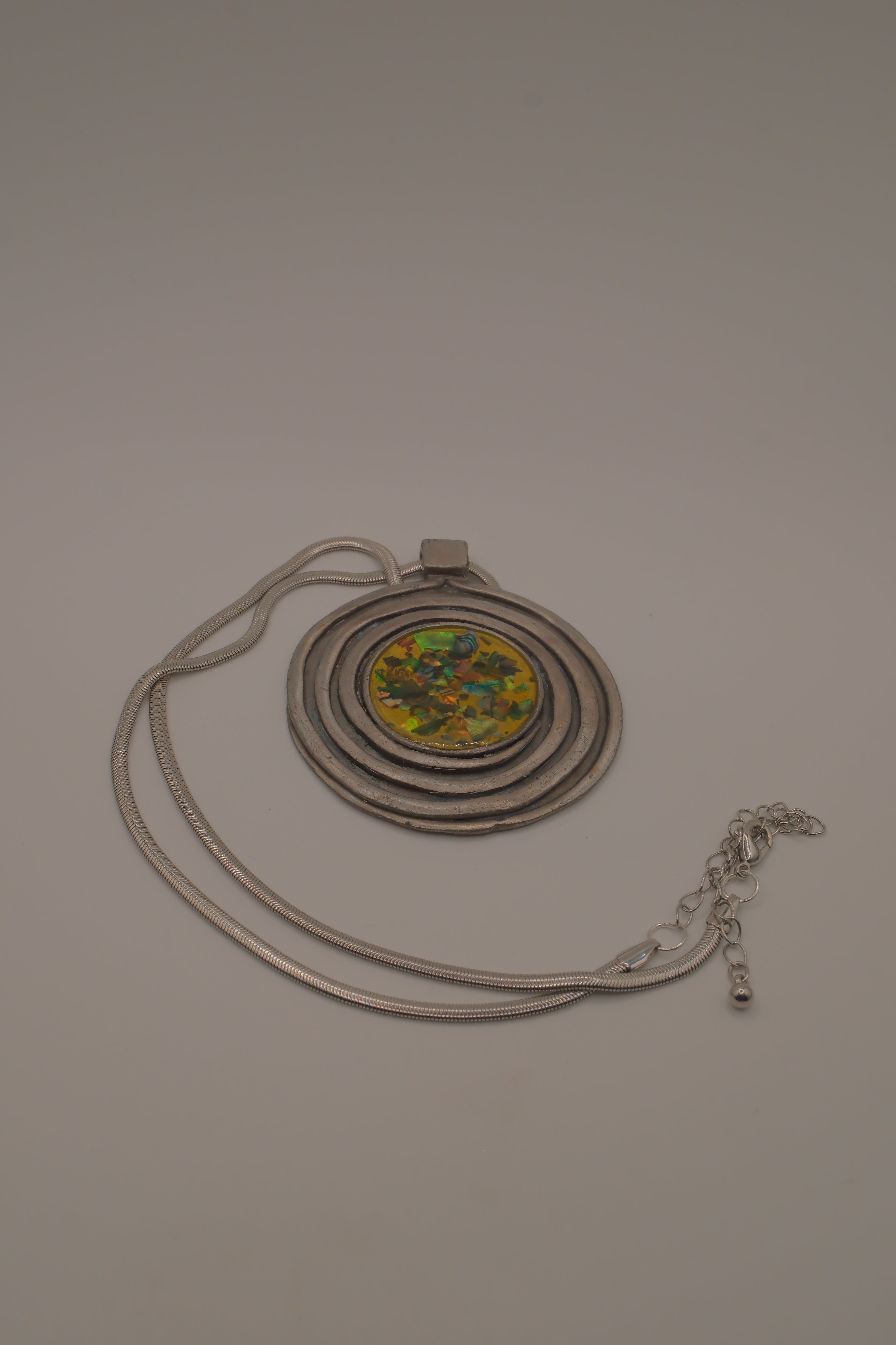 Vintage artisan spiral pendant necklace