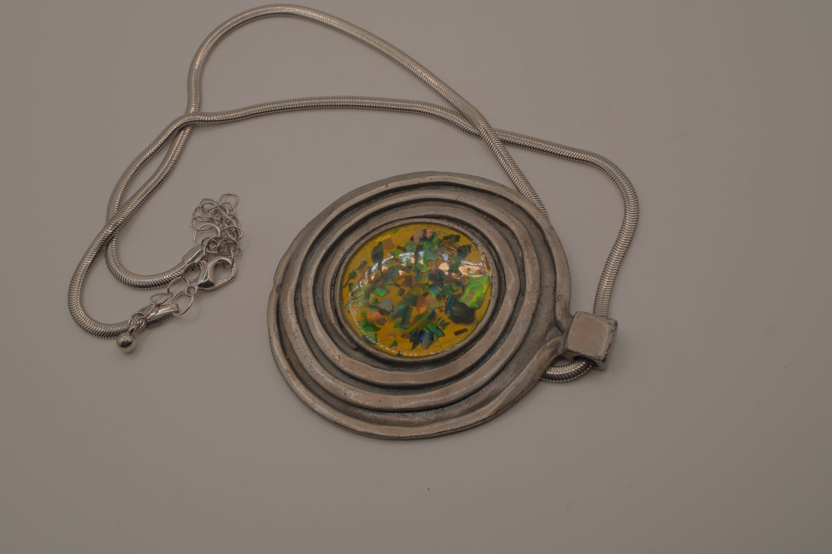 Vintage artisan spiral pendant necklace