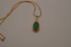 Vintage green cabochon pendant necklace