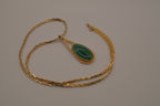 Vintage green cabochon pendant necklace