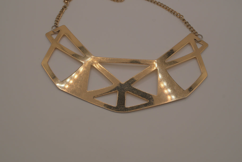 Gold geometric bib collar necklace