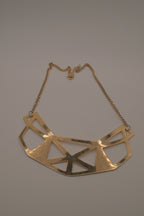 Gold geometric bib collar necklace