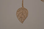 Gold-tone filigree leaf pendant necklace