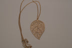 Gold-tone filigree leaf pendant necklace