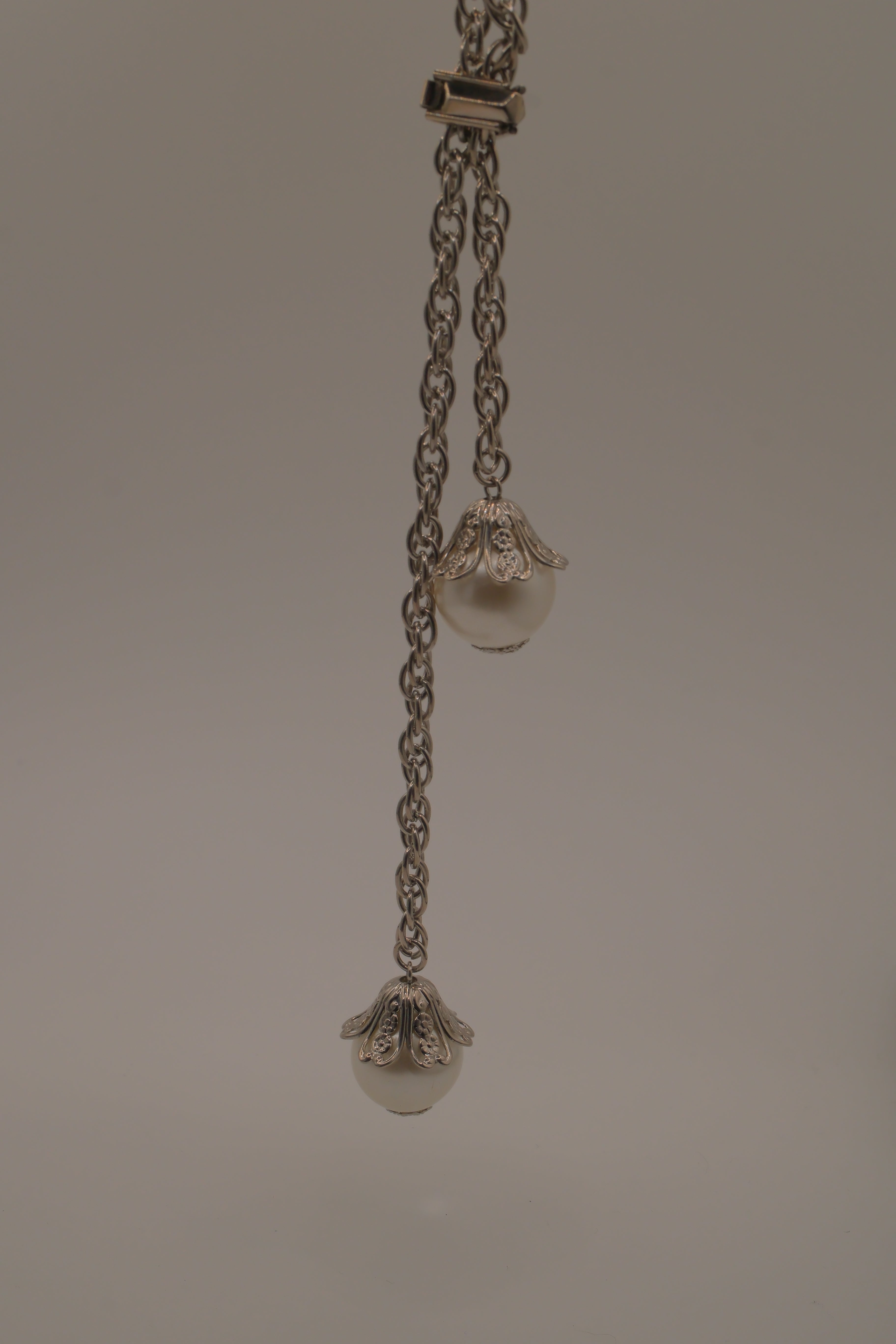 Vintage faux Pearl Bolo tie necklace&nbsp;
