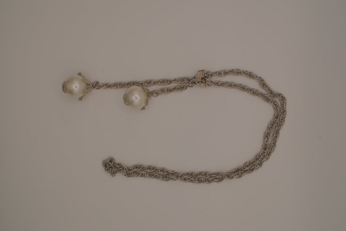 Vintage faux Pearl Bolo tie necklace&nbsp;