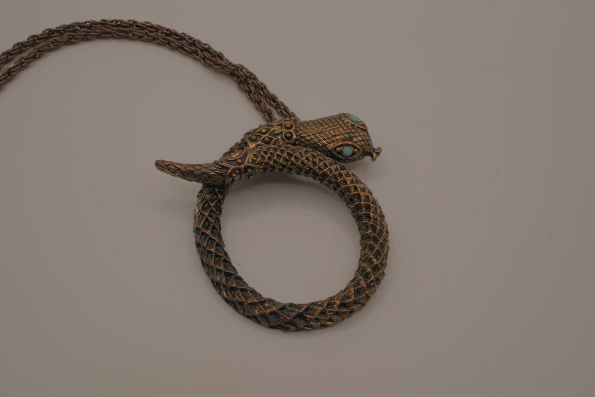 Vintage snake pendant necklace