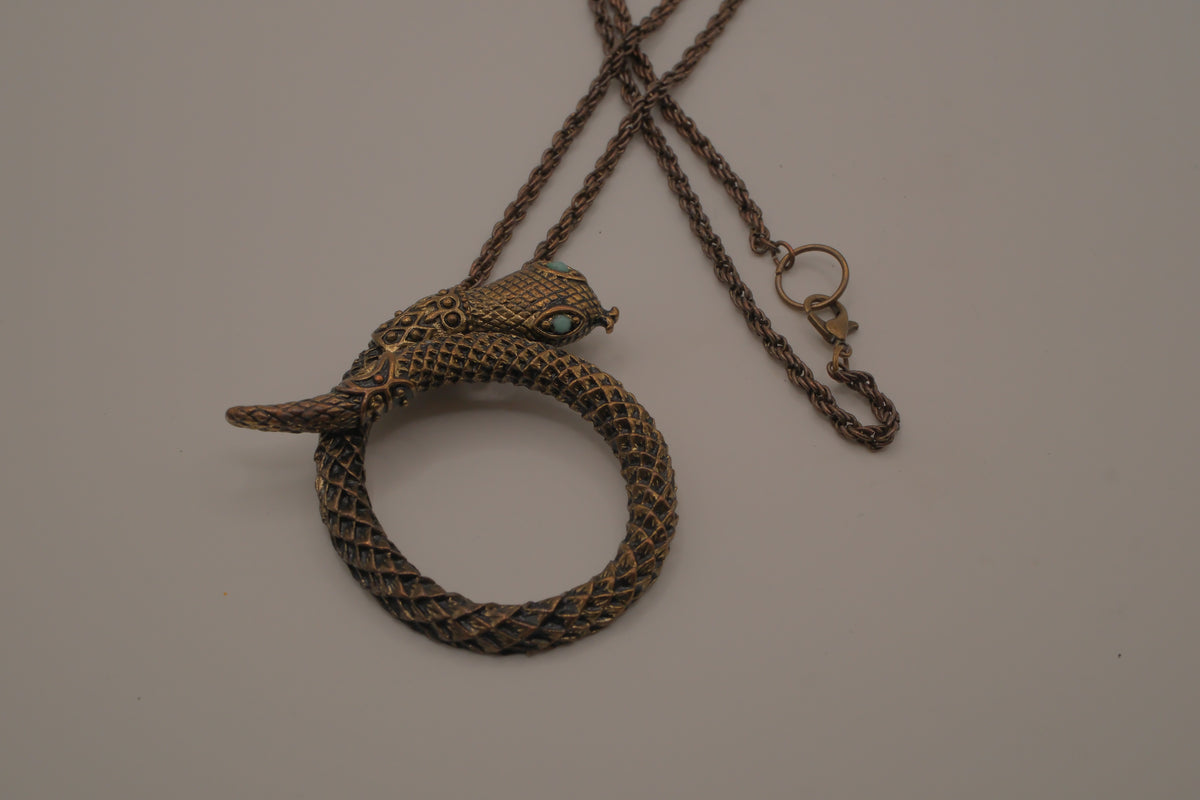 Vintage snake pendant necklace