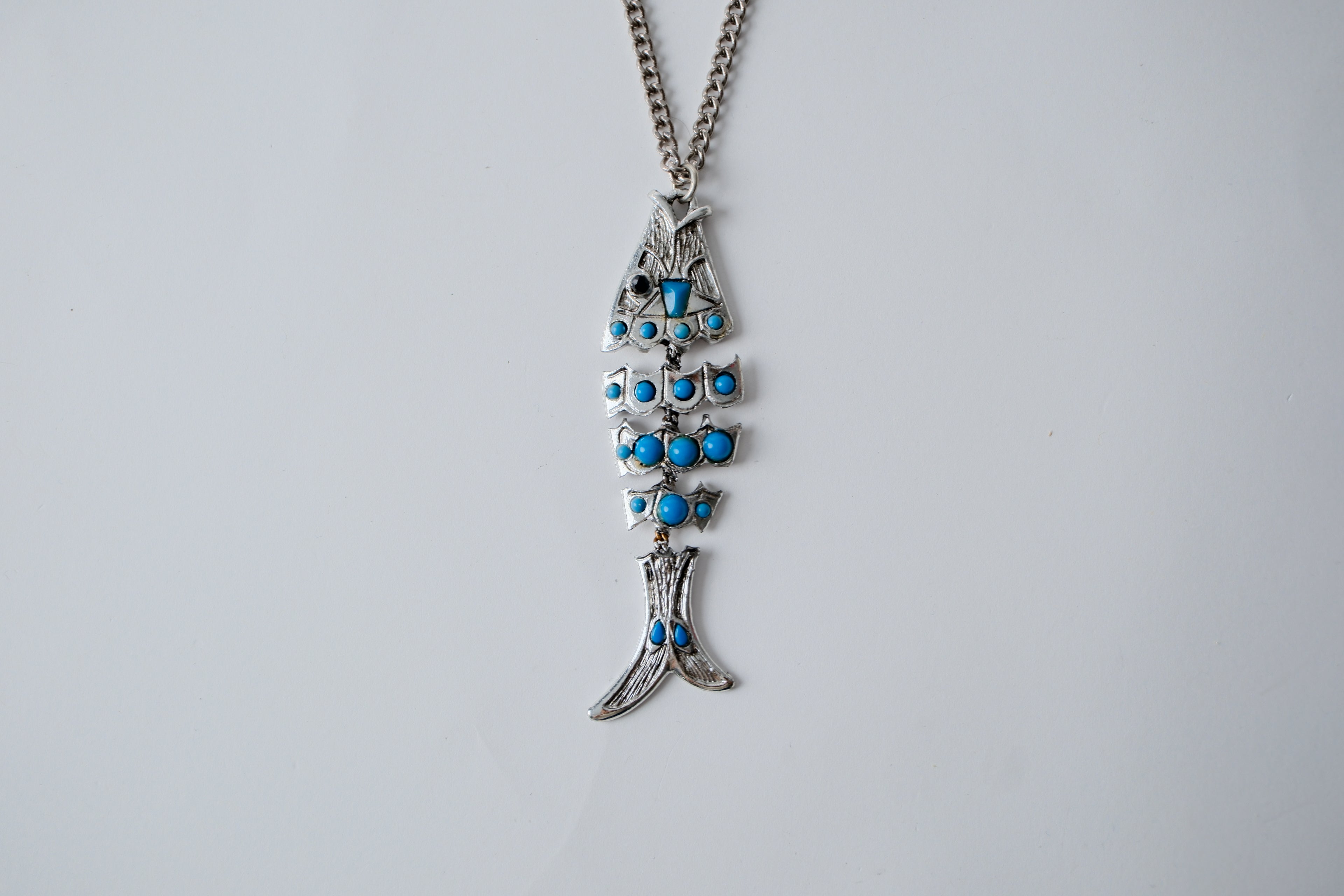 Vintage Silver Moving Fish Necklace