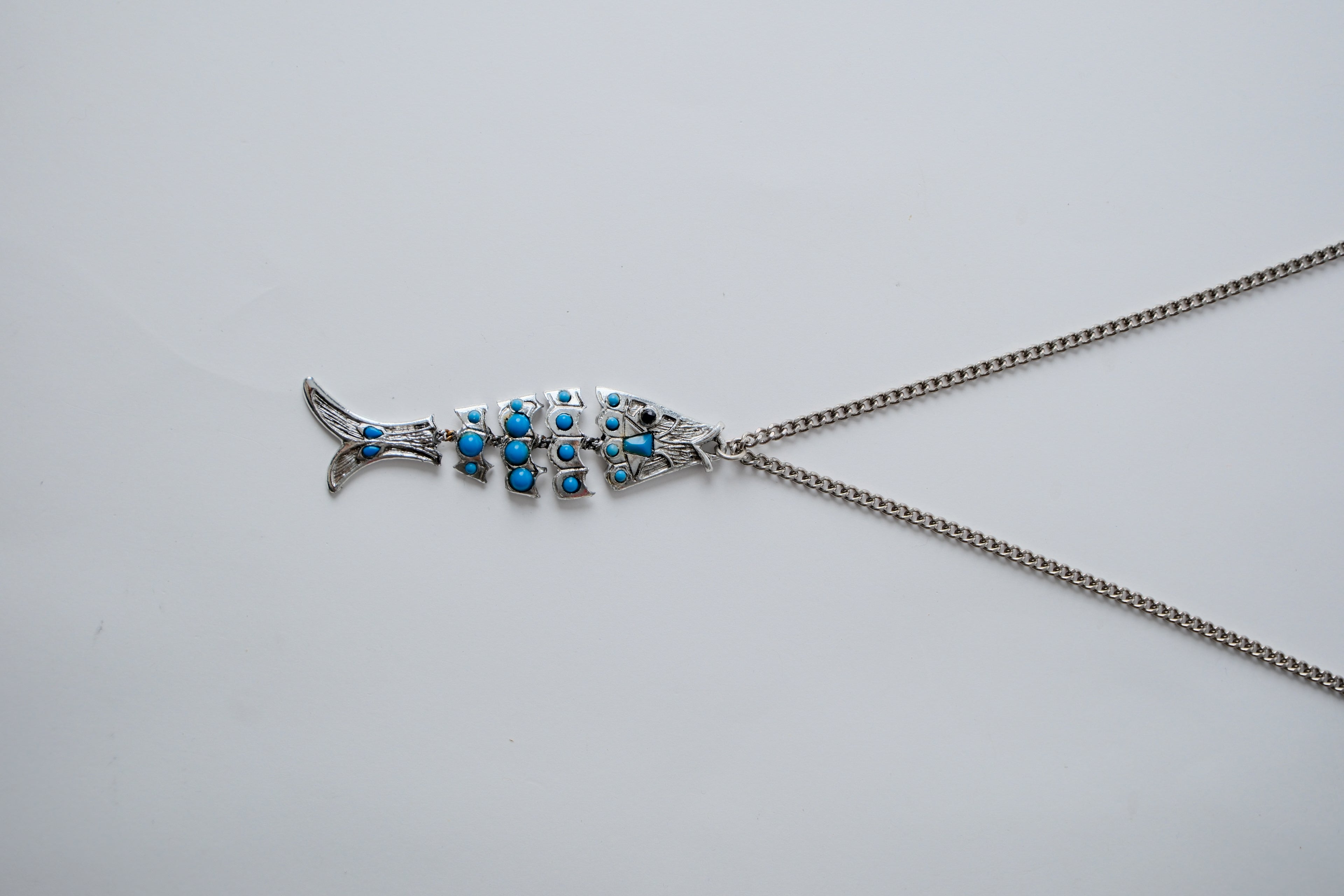 Vintage Silver Moving Fish Necklace