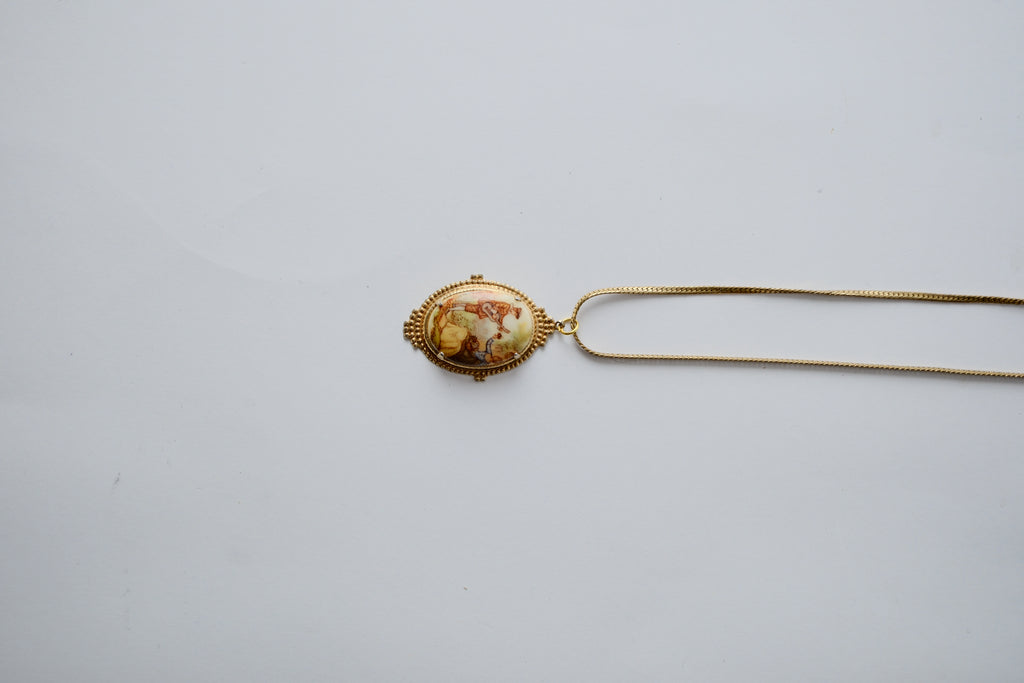 Vintage Gold printed cameo necklace