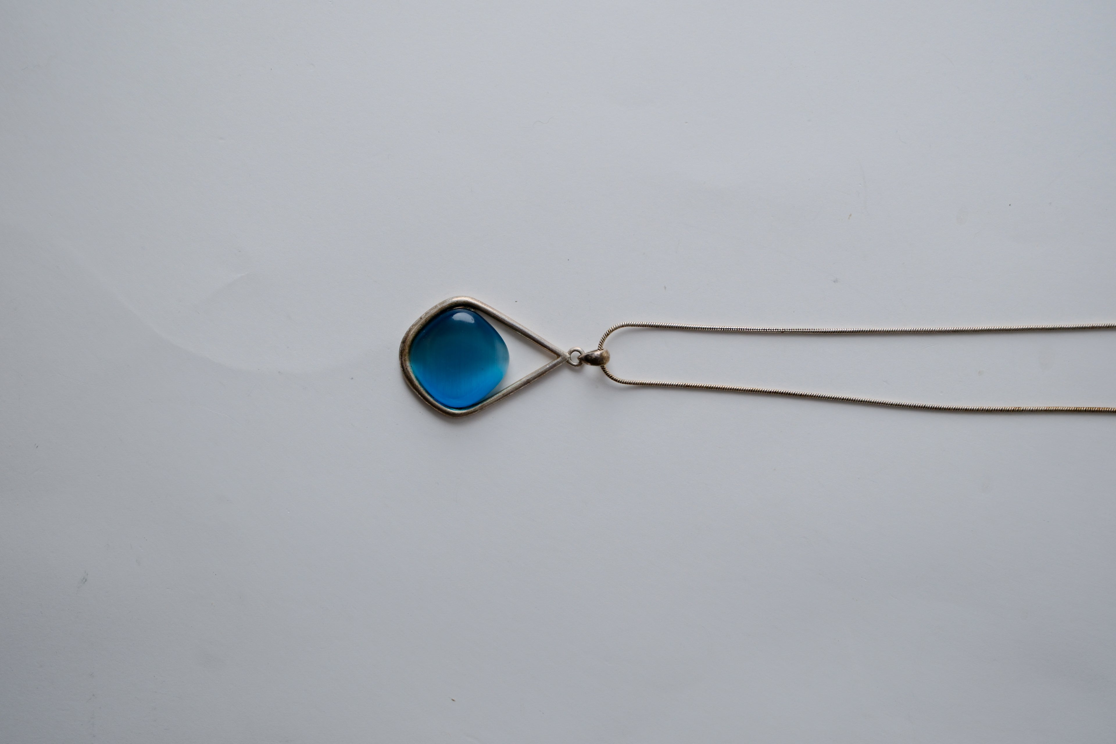 Sterling silver blue glass necklace
