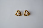 Vintage Triangular Gold Pearl Studs