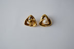Vintage Triangular Gold Pearl Studs