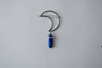 Vintage Moon Hair clip with blue crystal pendant