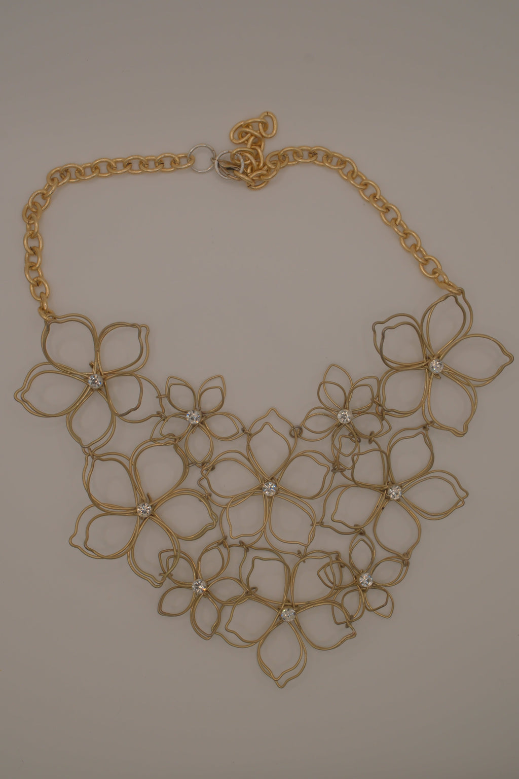 Reworked Wire Flower Chain Statement Necklace