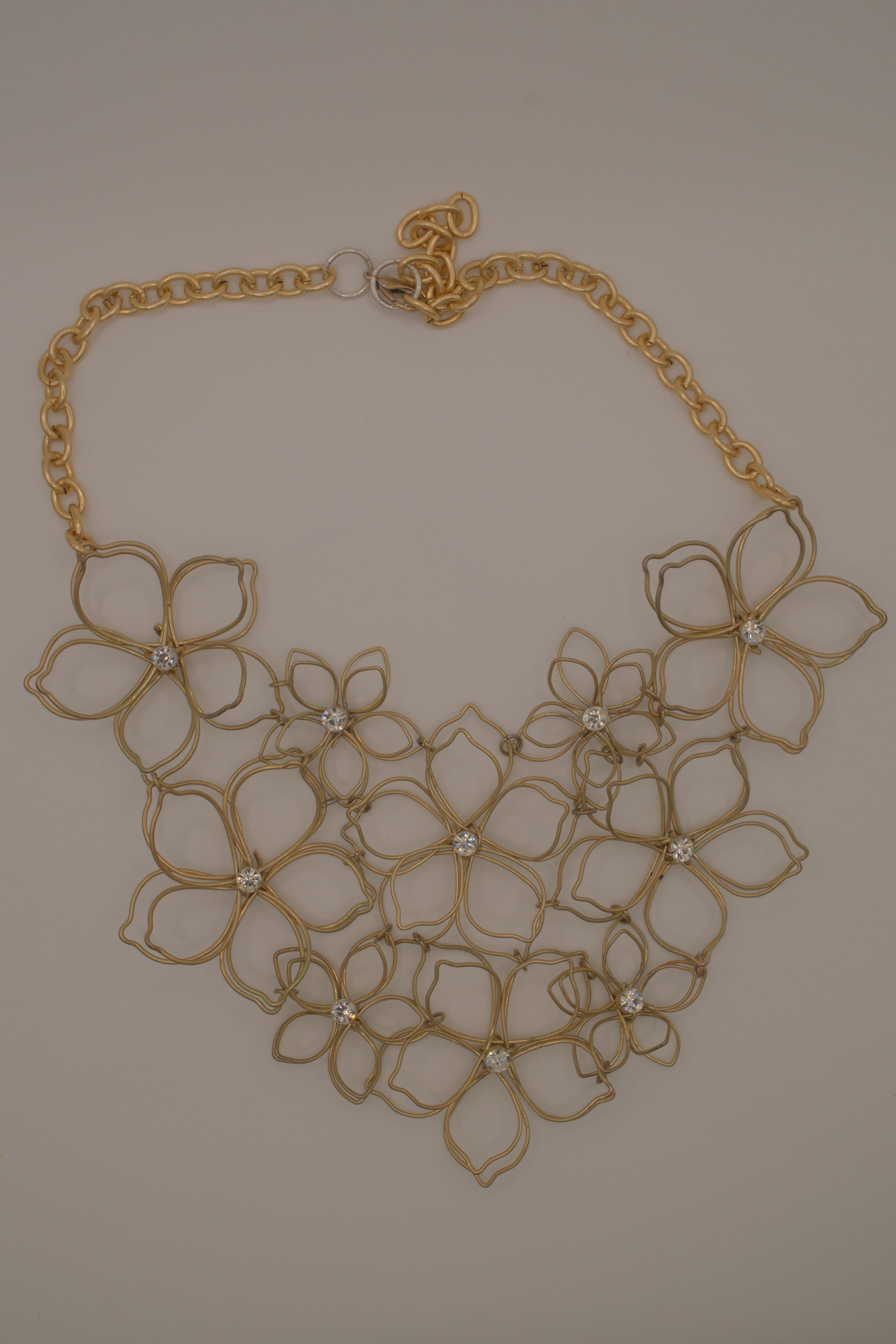 Reworked Wire Flower Chain Statement Necklace