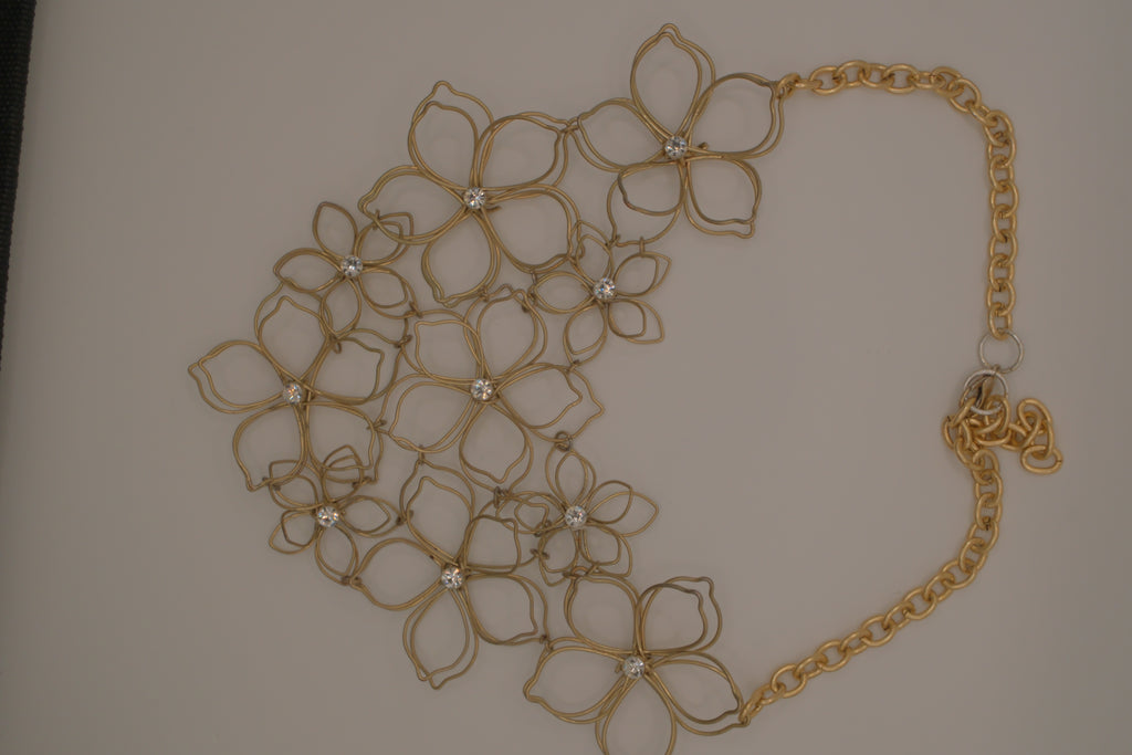 Reworked Wire Flower Chain Statement Necklace