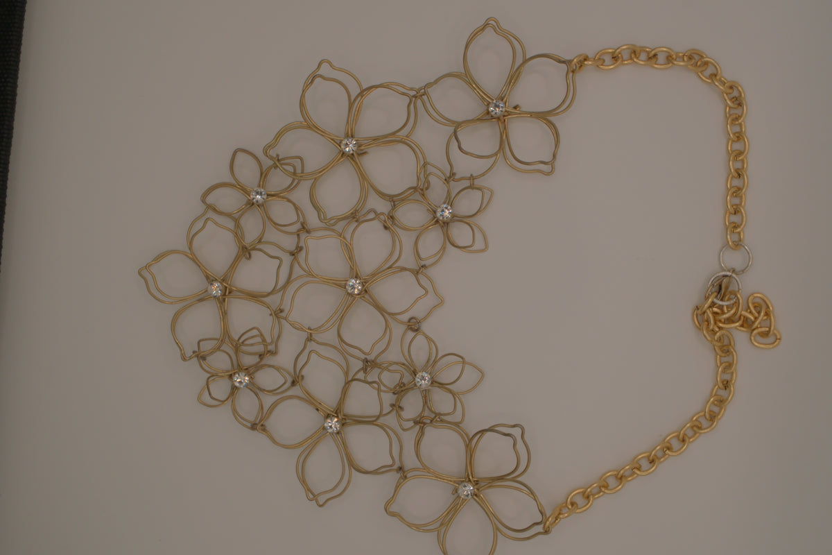 Reworked Wire Flower Chain Statement Necklace
