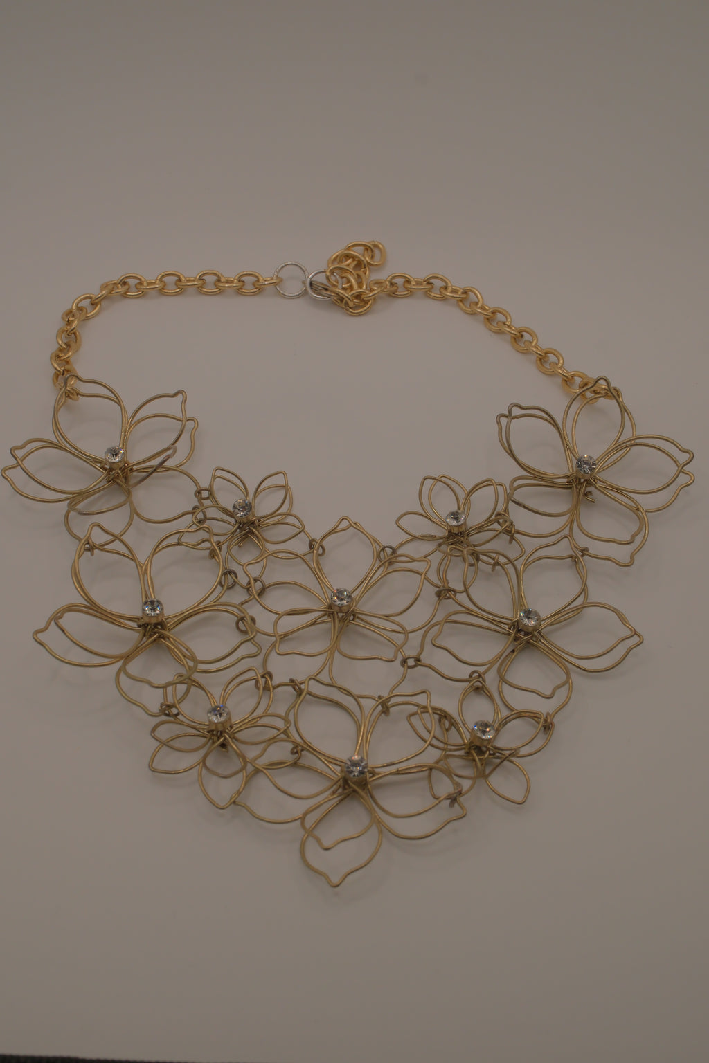 Reworked Wire Flower Chain Statement Necklace