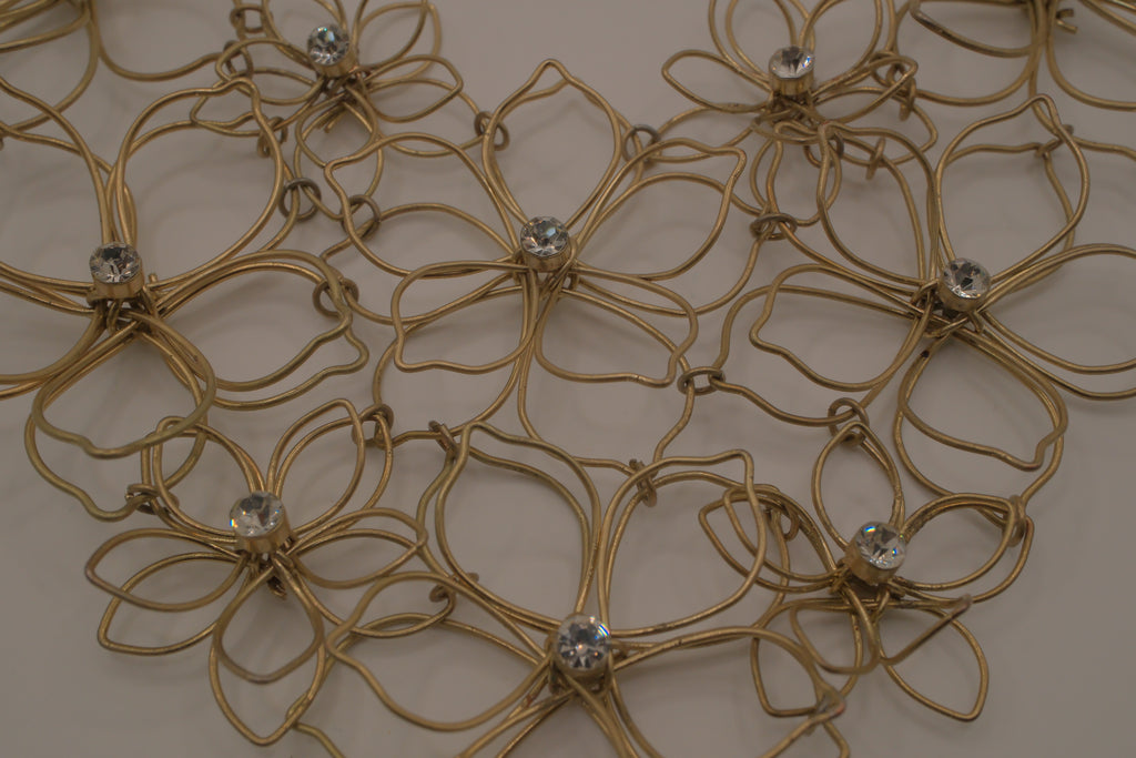 Reworked Wire Flower Chain Statement Necklace