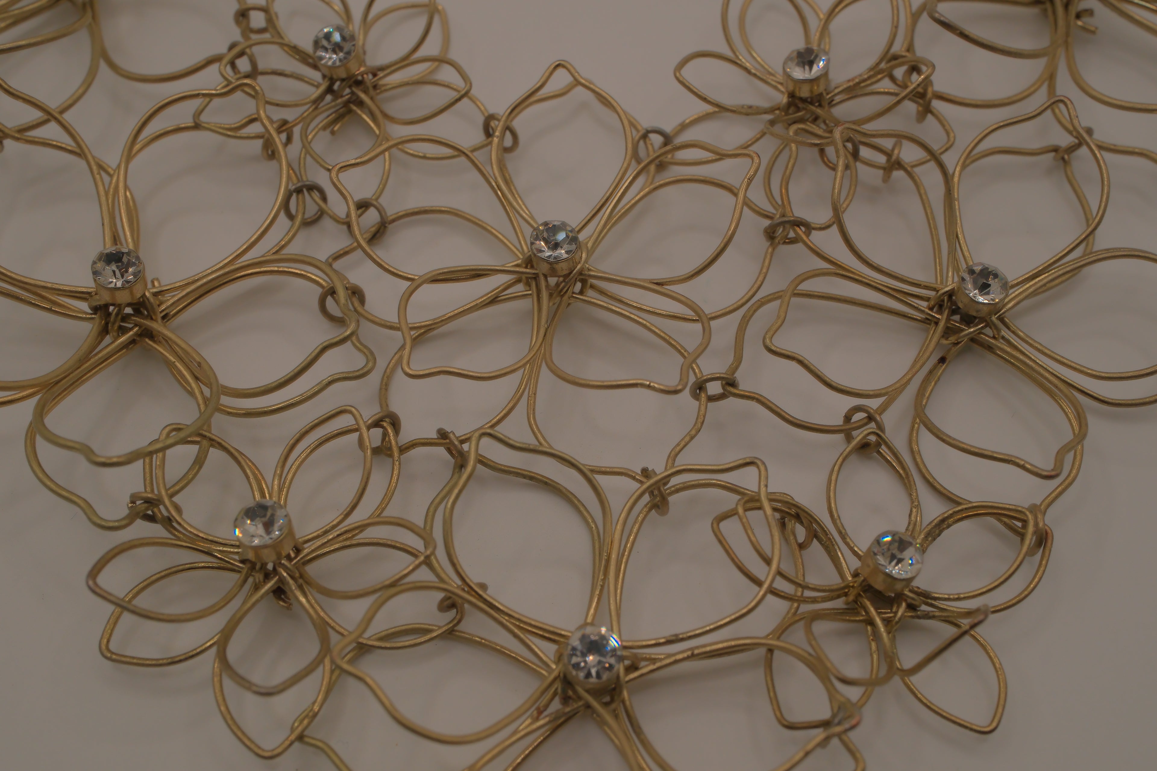Reworked Wire Flower Chain Statement Necklace