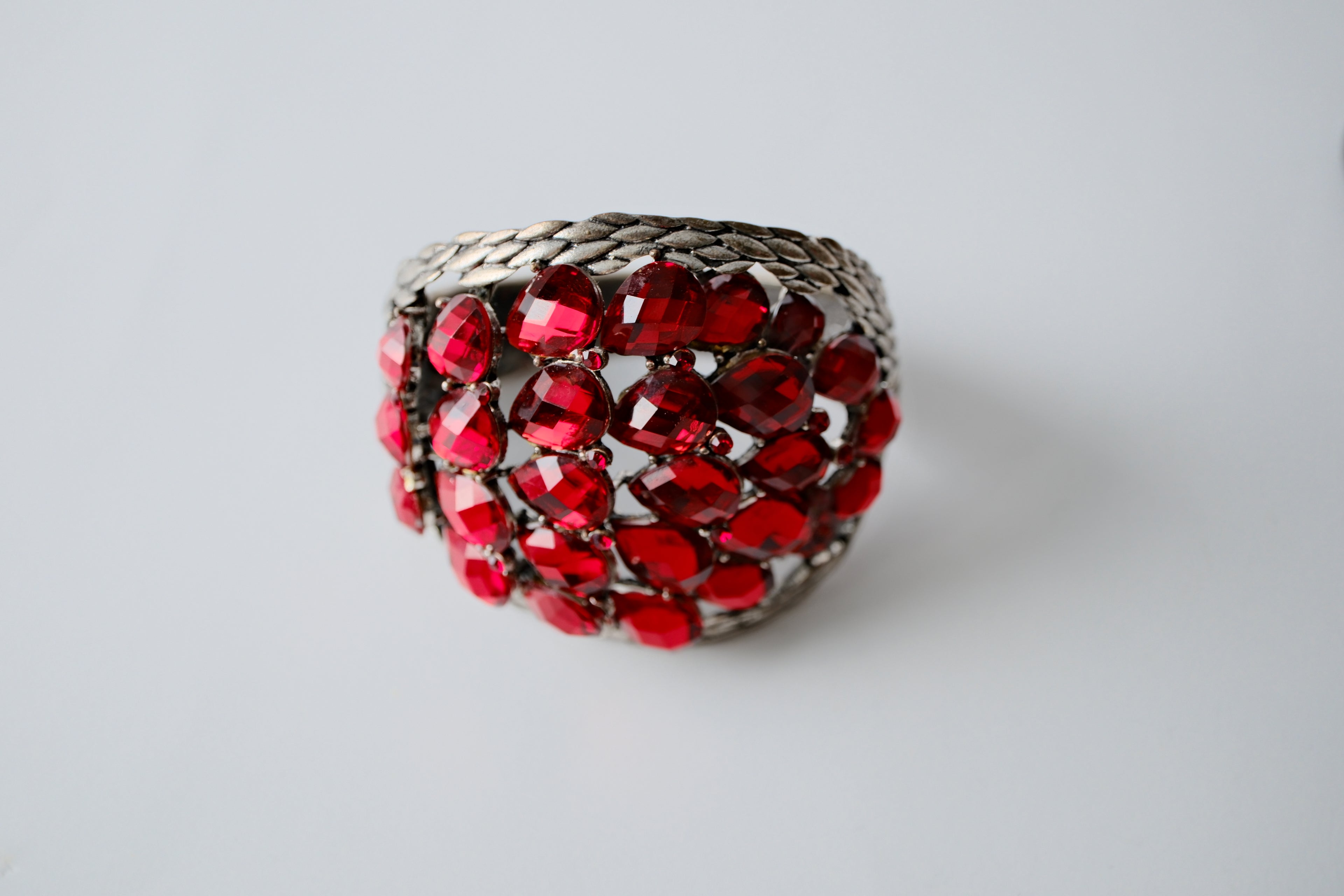 Vintage Red Teardrop Rhinestone Cuff