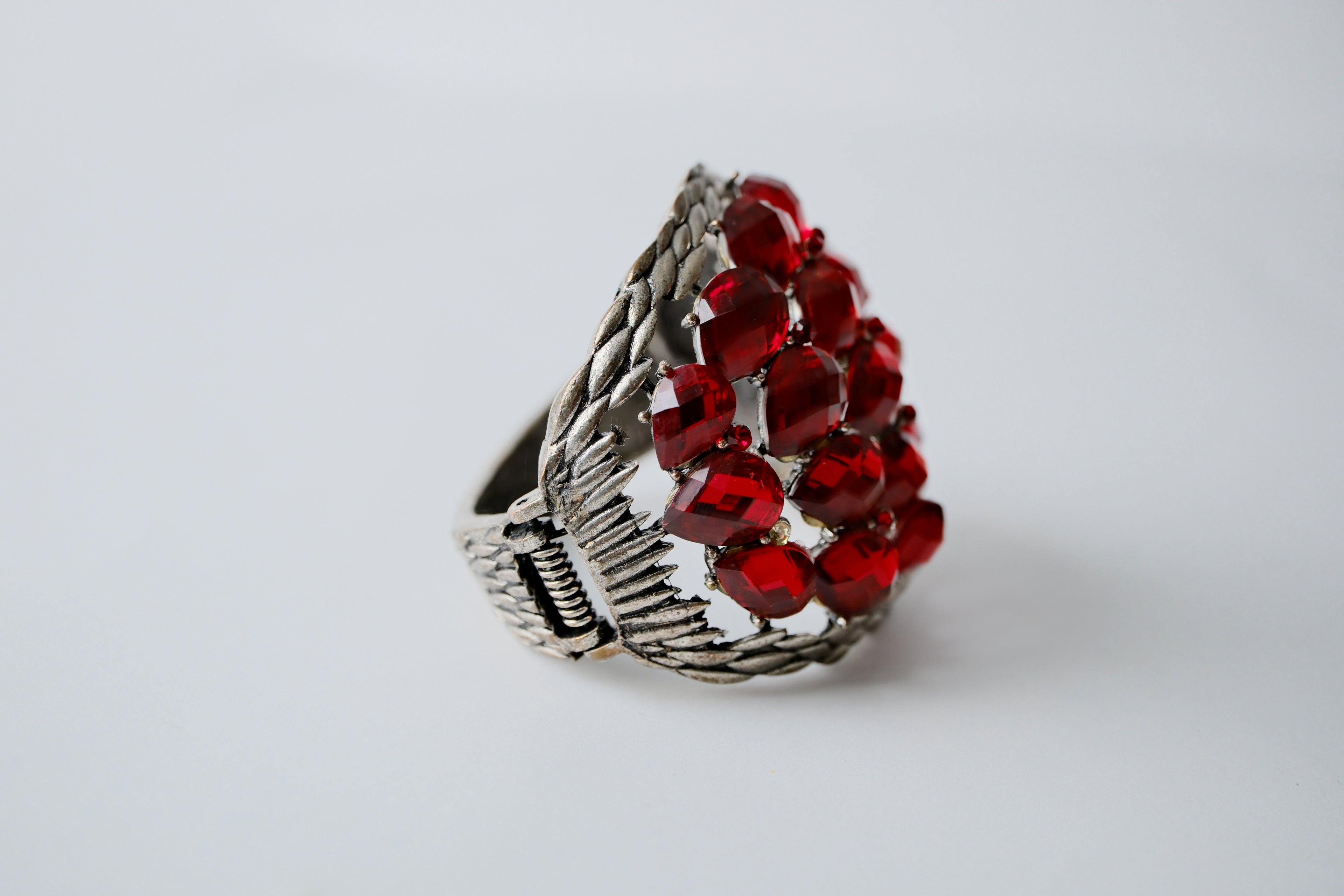 Vintage Red Teardrop Rhinestone Cuff