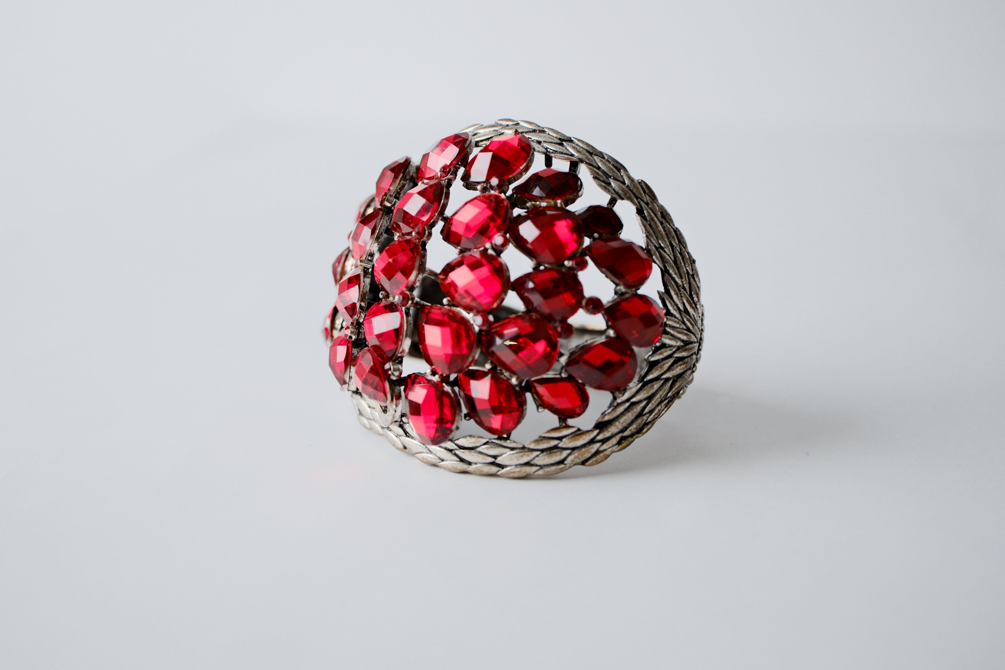 Vintage Red Teardrop Rhinestone Cuff