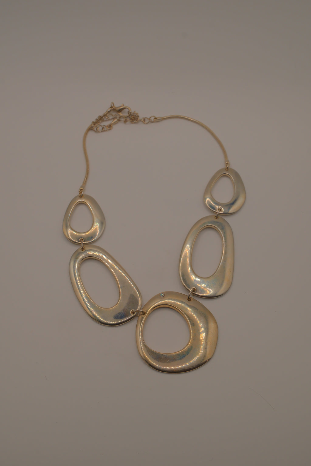 Vintage gold toned geometric bib necklace
