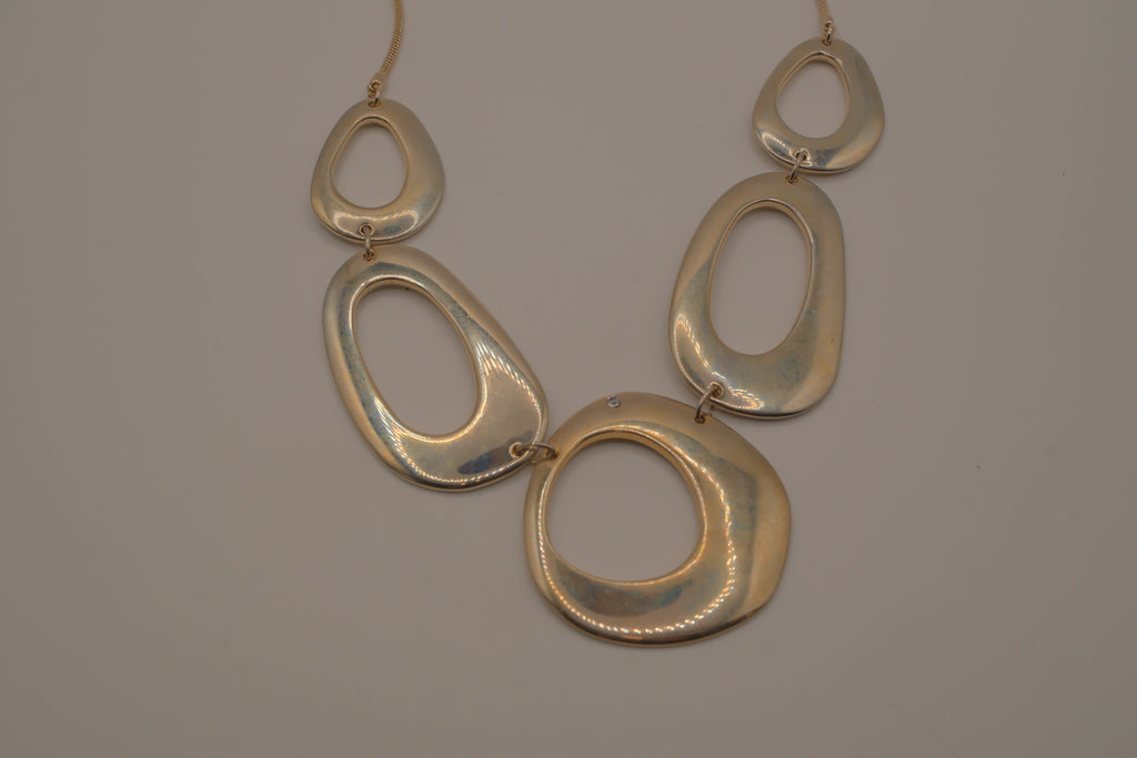 Vintage gold toned geometric bib necklace