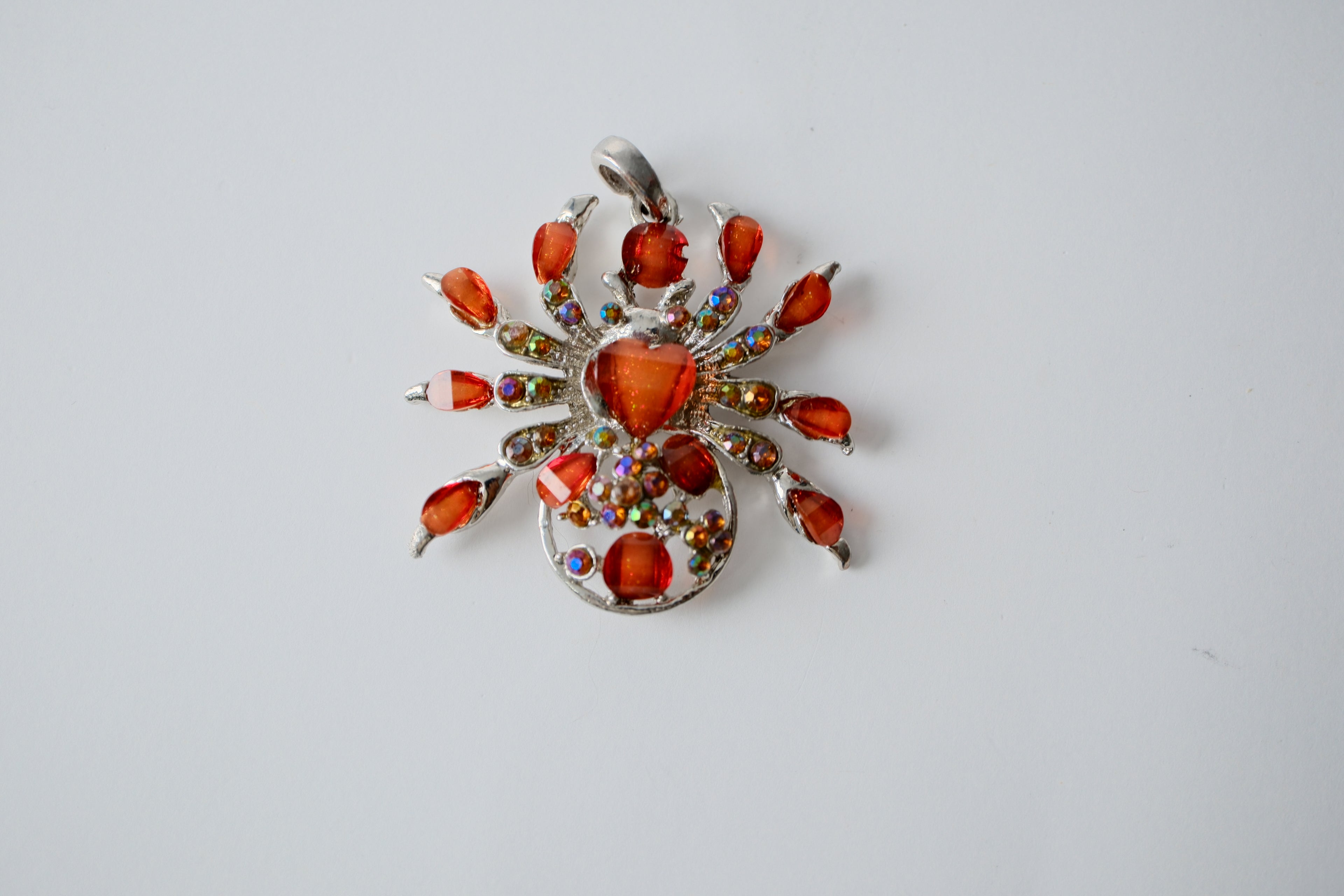 Vintage Spider Pendant with heart shaped stone
