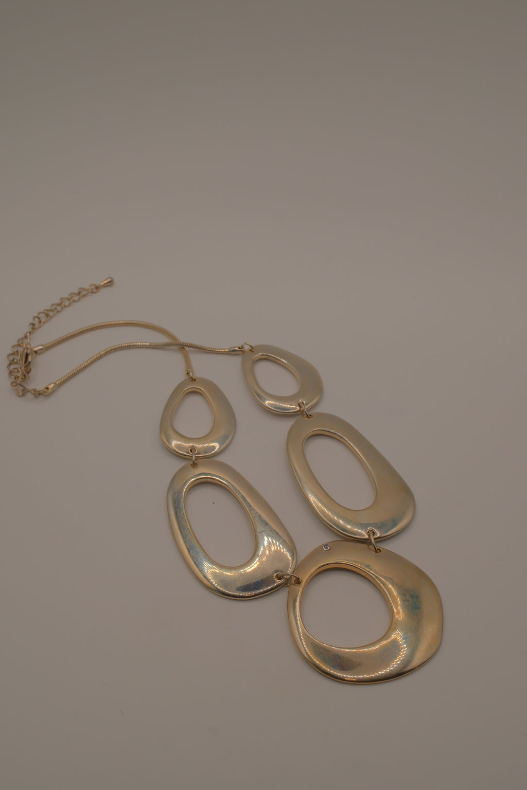 Vintage gold toned geometric bib necklace