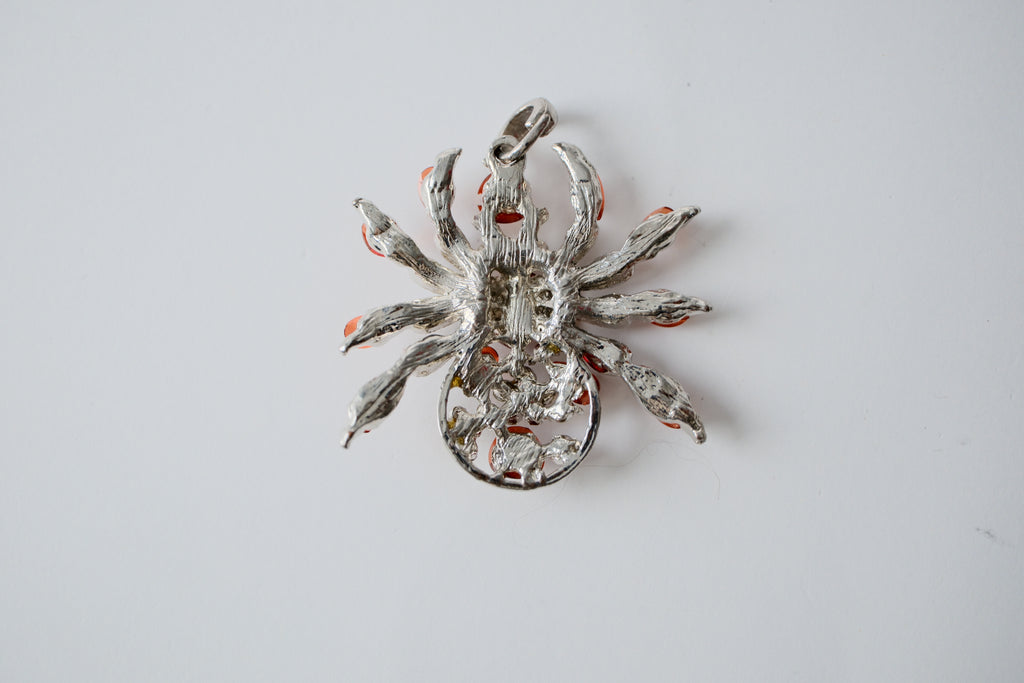 Vintage Spider Pendant with heart shaped stone