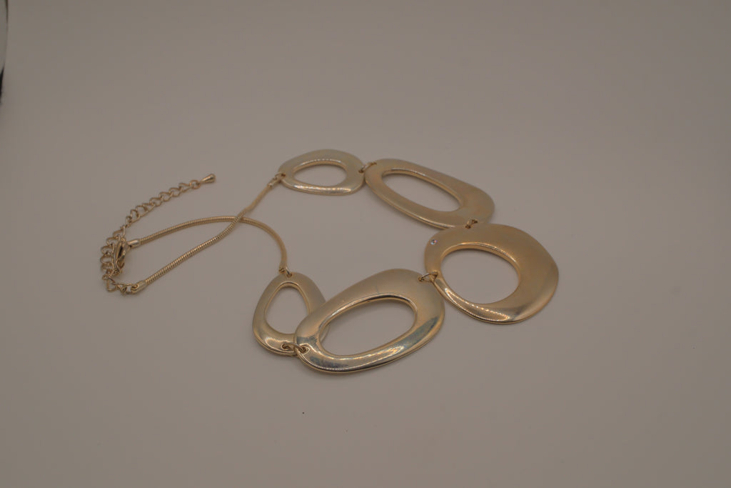 Vintage gold toned geometric bib necklace