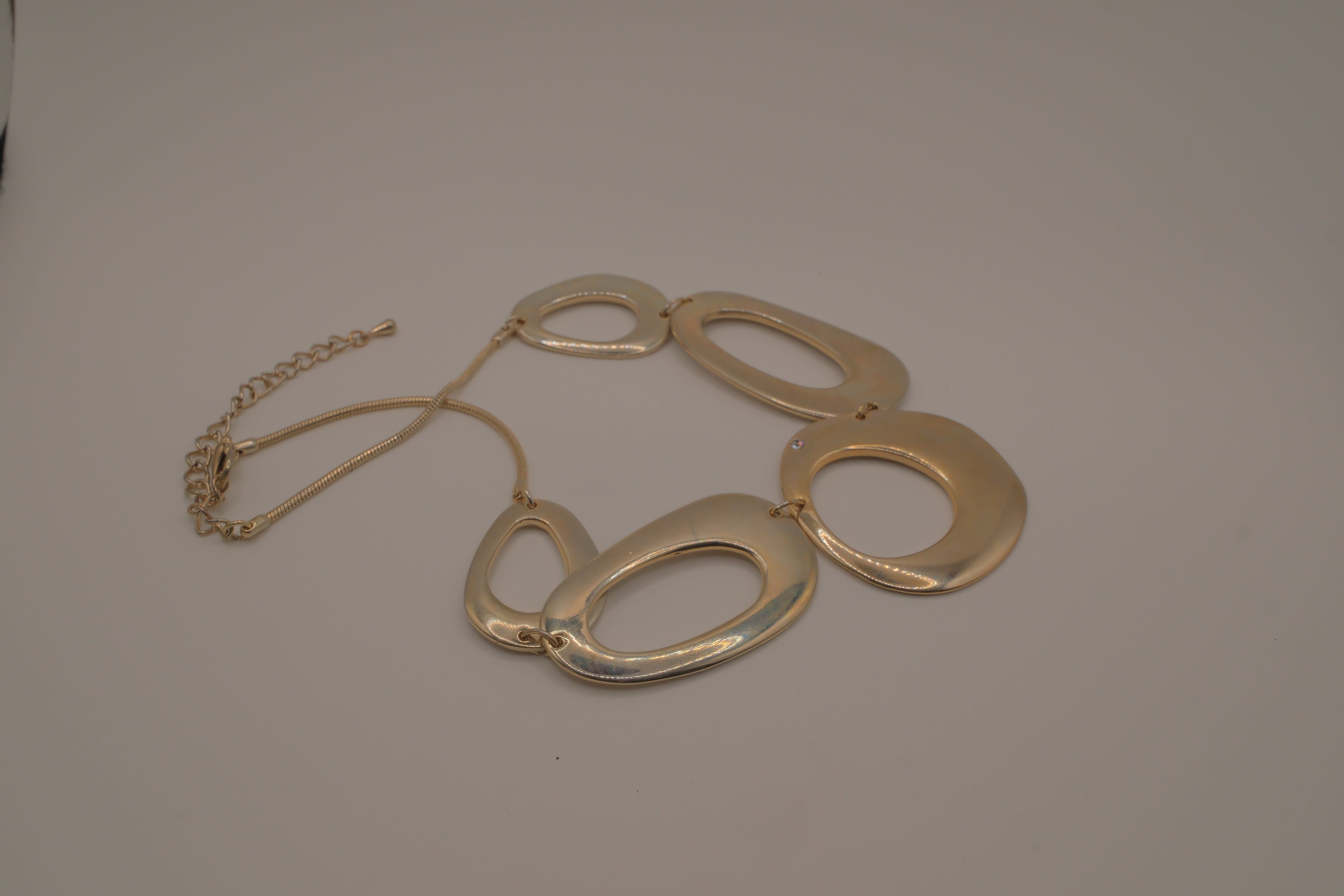 Vintage gold toned geometric bib necklace
