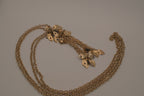 Vintage gold-tone multi-strand leaf and flower tassel necklace