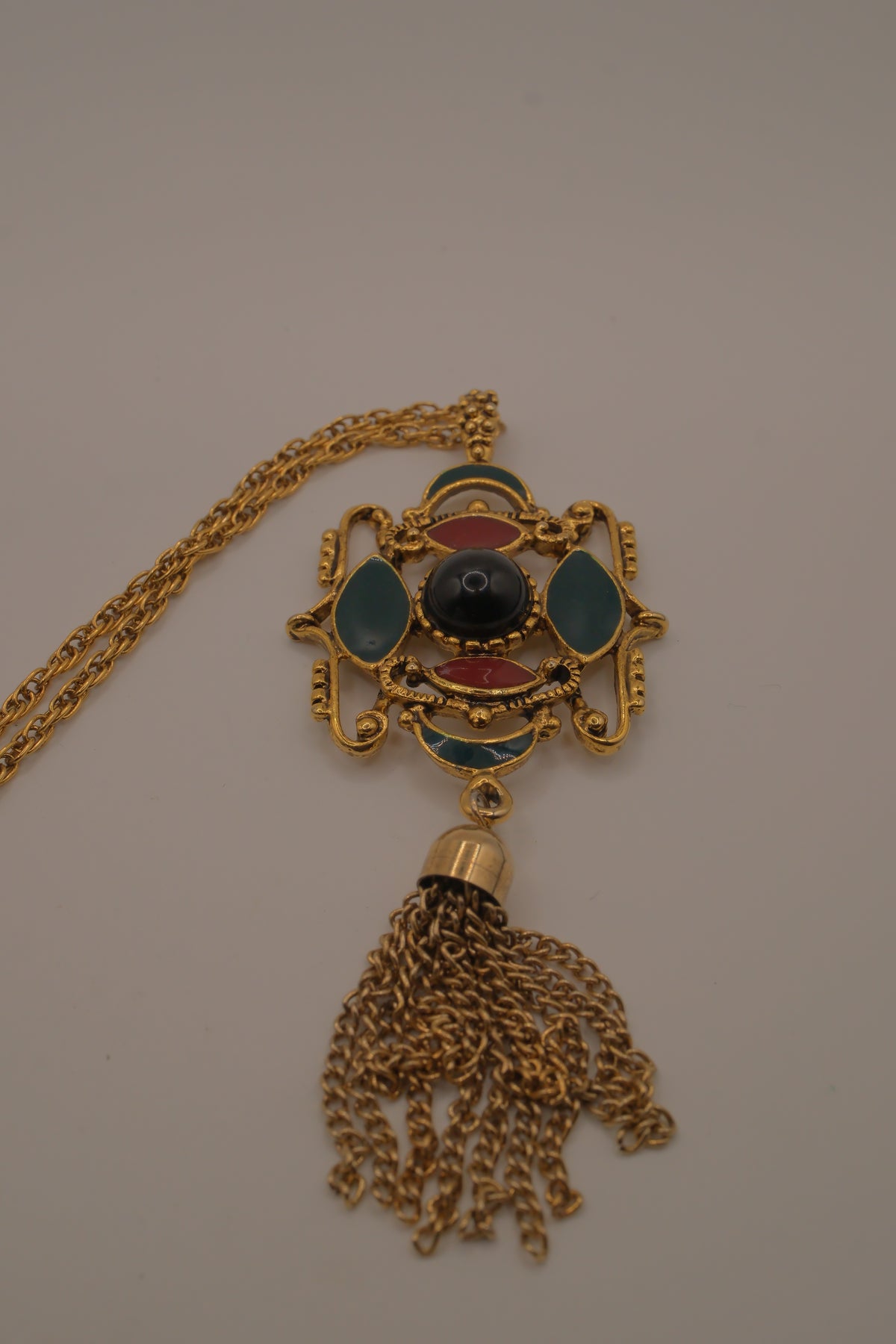 Vintage Etruscan Revival statement pendant necklace
