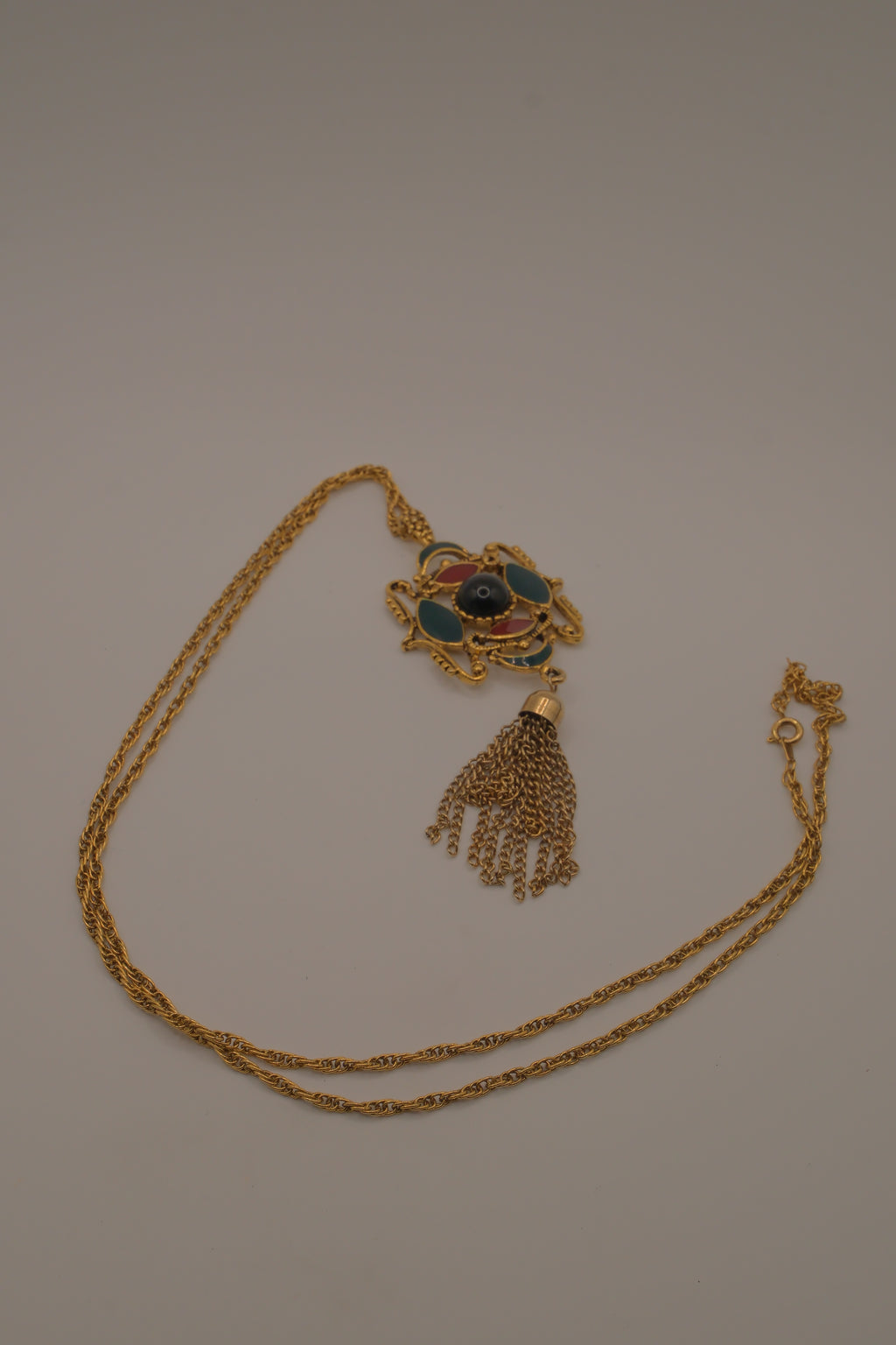 Vintage Etruscan Revival statement pendant necklace