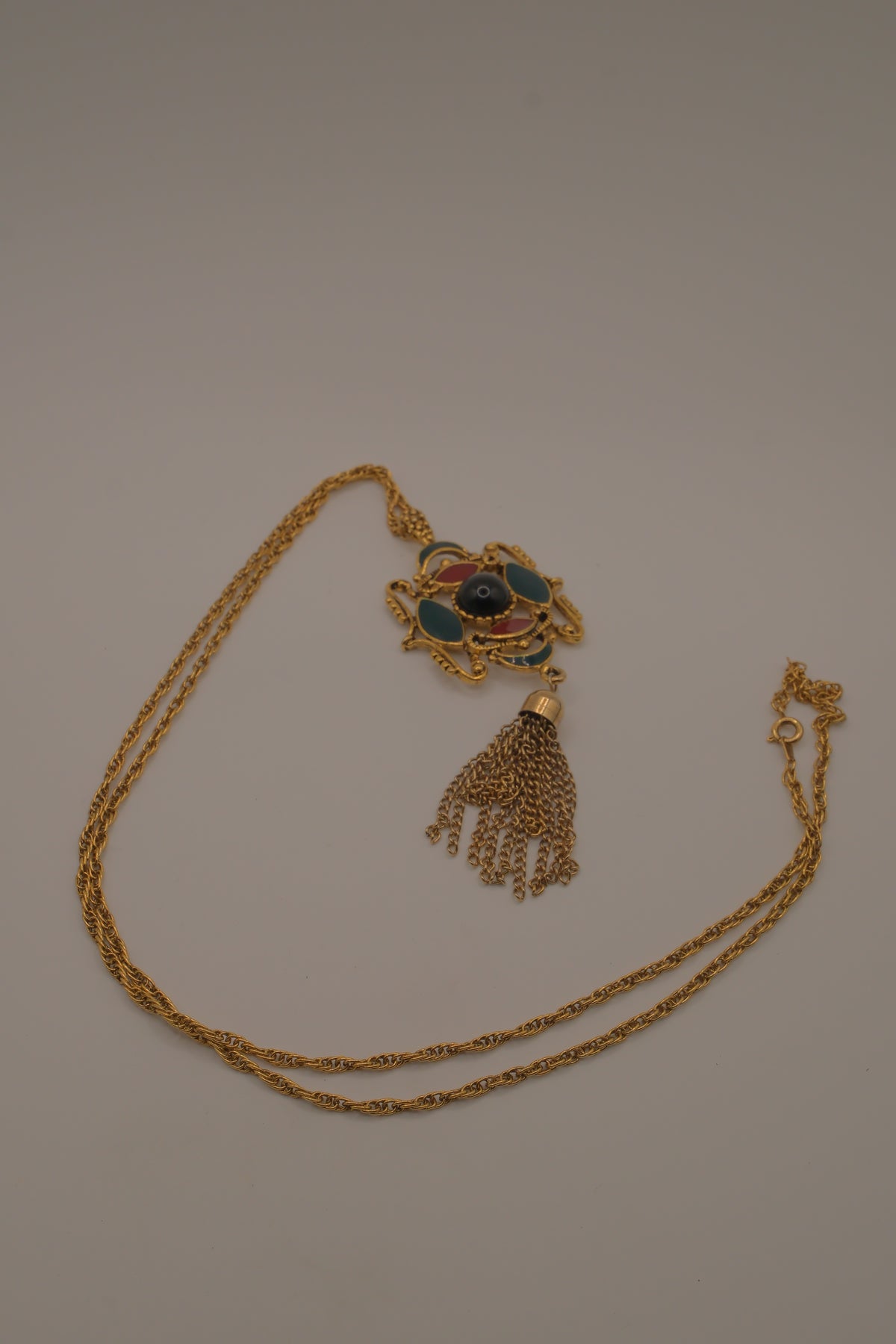 Vintage Etruscan Revival statement pendant necklace