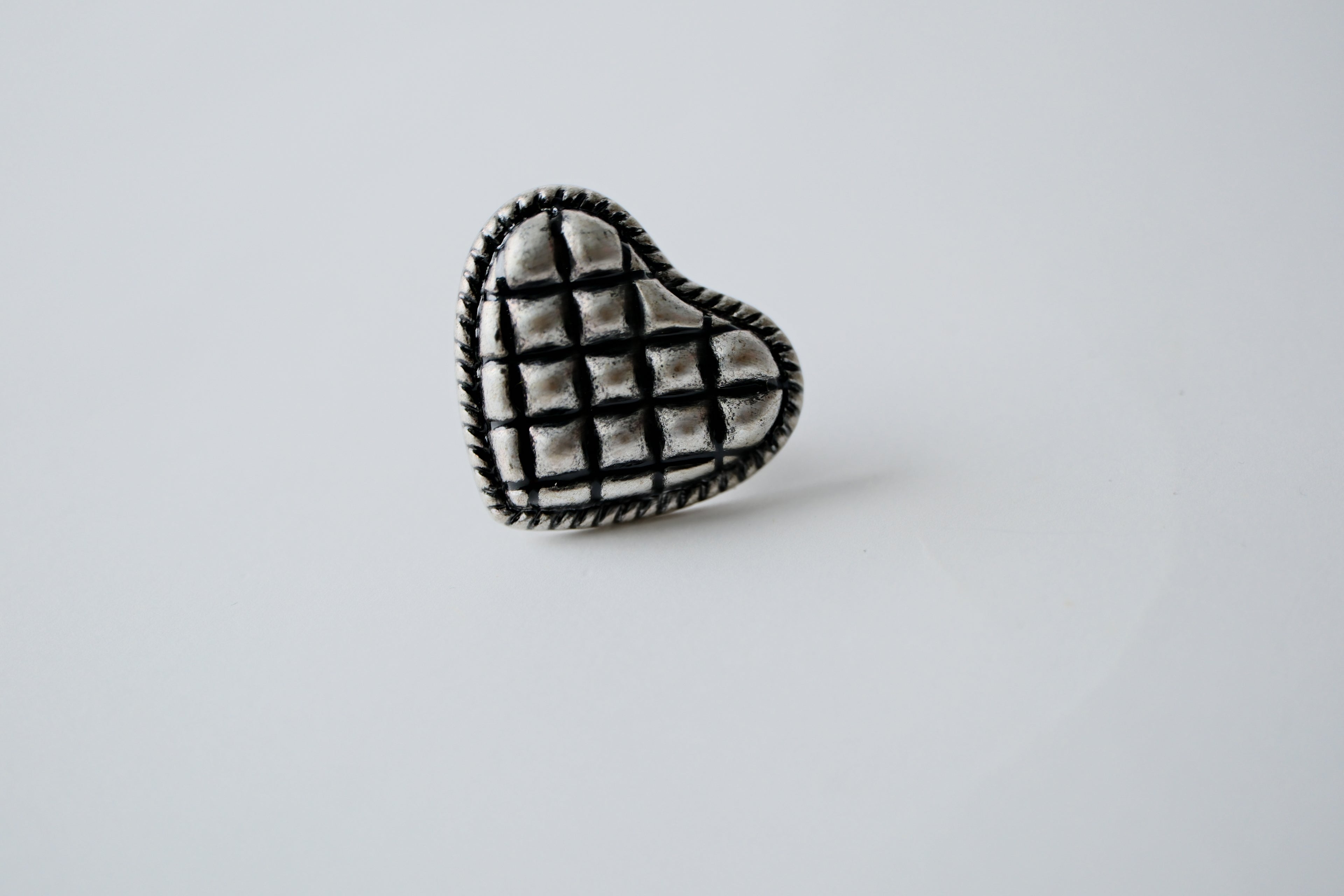 Vintage Heart Quilt Statement Ring
