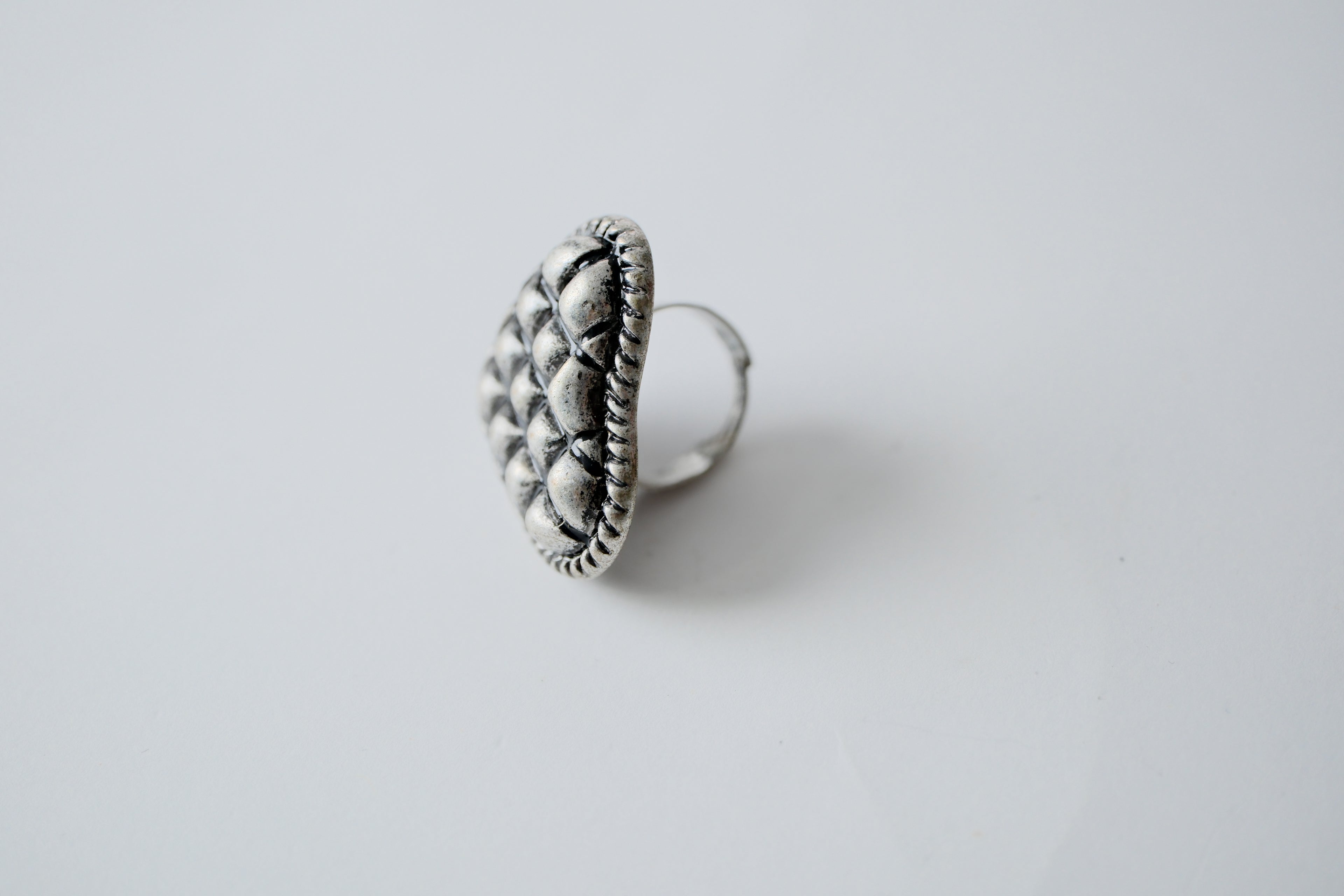 Vintage Heart Quilt Statement Ring