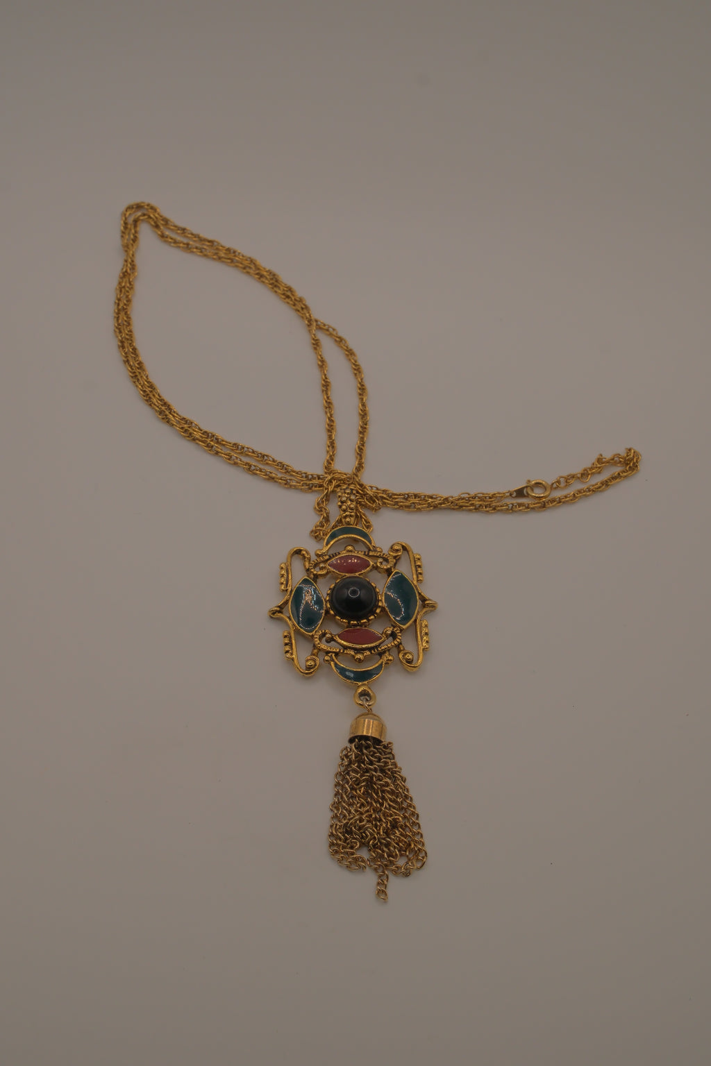 Vintage Etruscan Revival statement pendant necklace