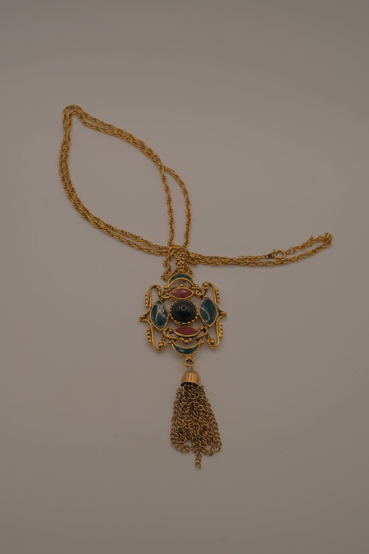Vintage Etruscan Revival statement pendant necklace