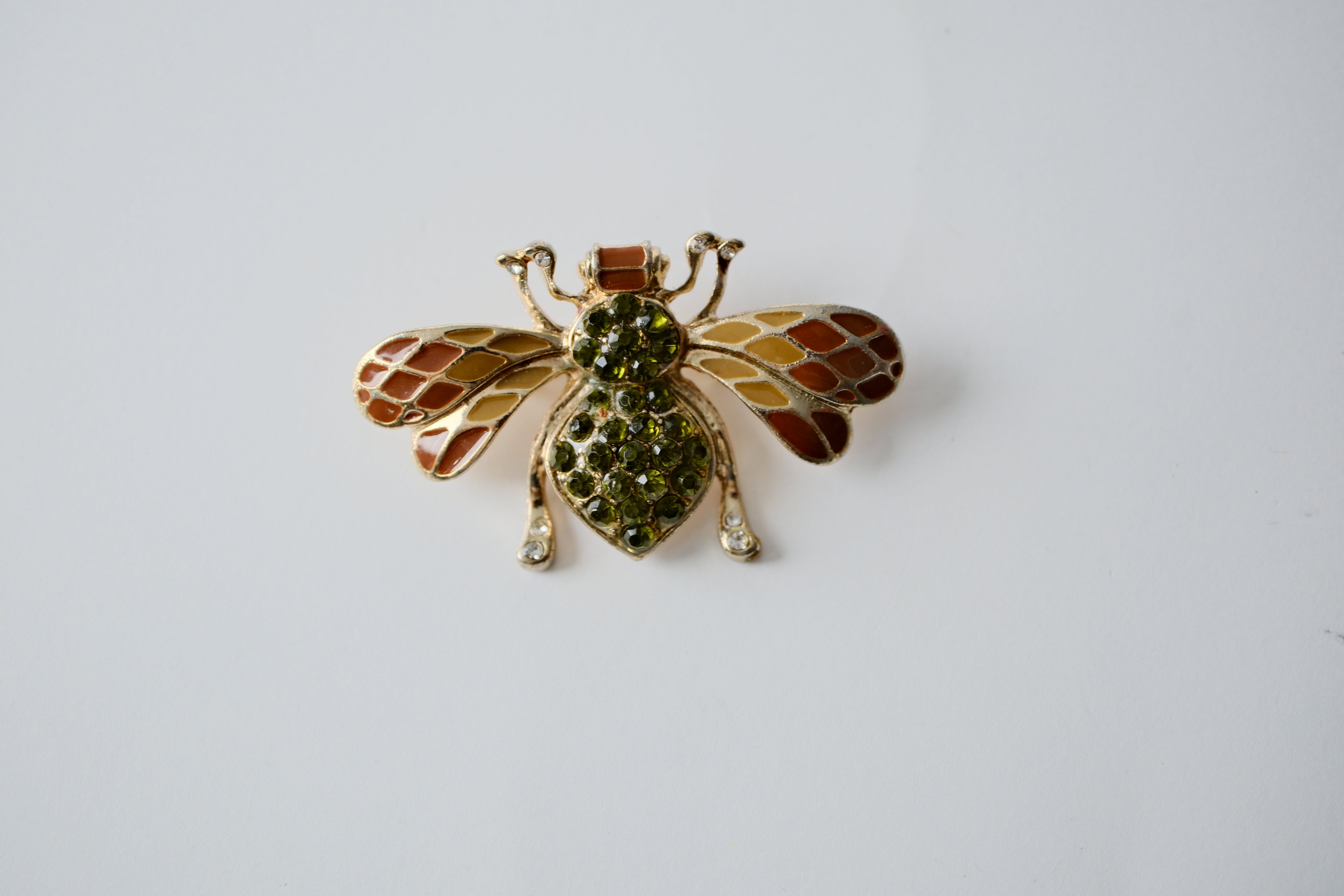 Vintage Rhinestone Bee Brooch