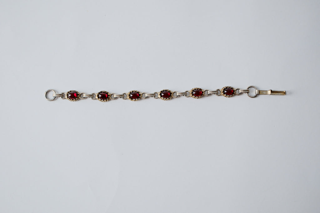 Vintage Sterling Silver Garnet Bracelet