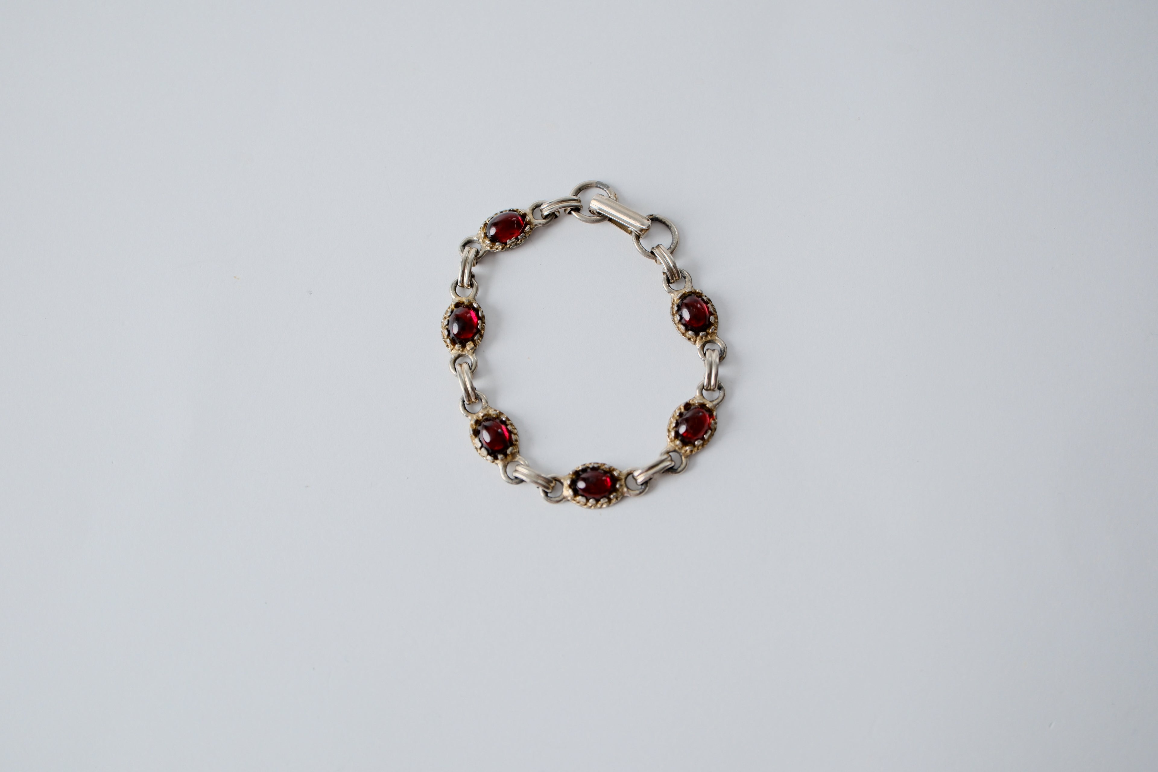 Vintage Sterling Silver Garnet Bracelet