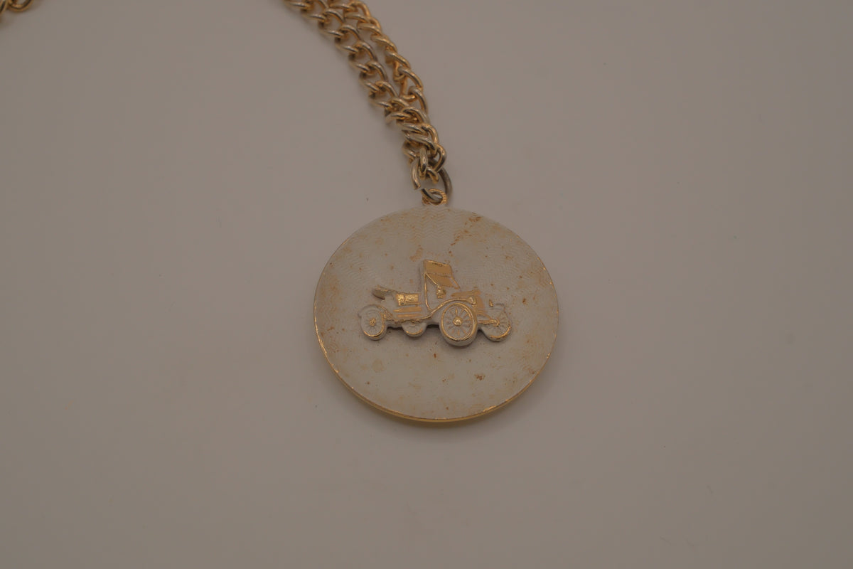 Vintage Car medallion pendant necklace