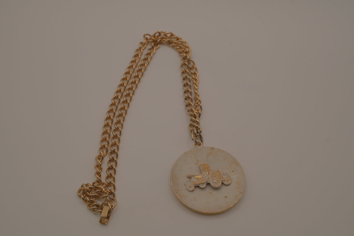Vintage Car medallion pendant necklace