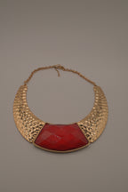 Vintage textured bib statement necklace&nbsp;